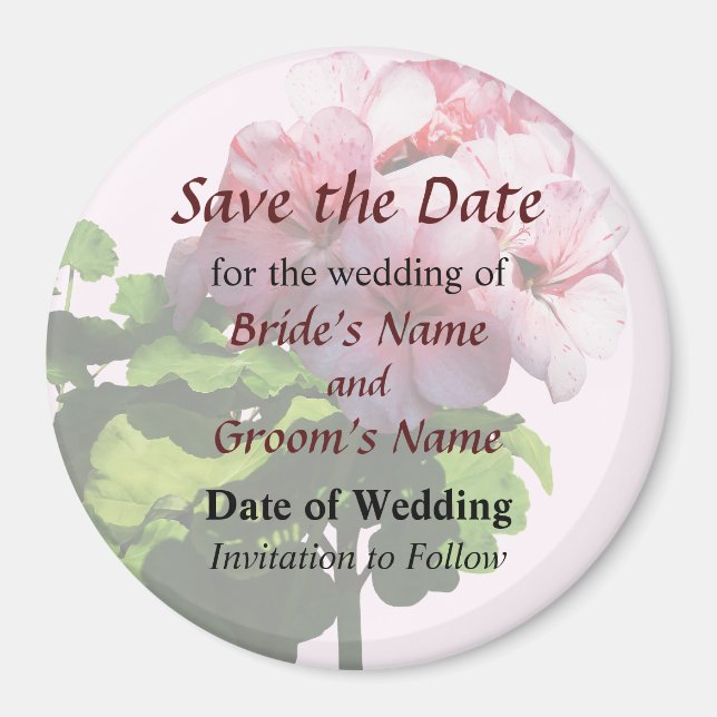 Pale Pink Geranium Save the Date Magnet (Front)
