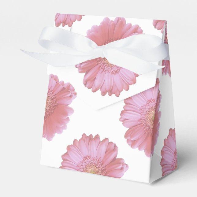 Pale pink gerbera daisy favor boxes (Front Side)