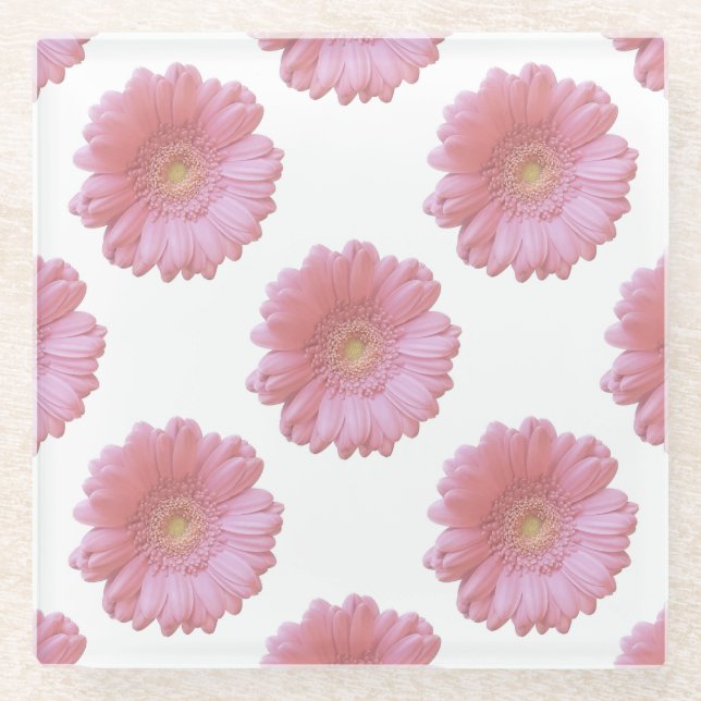 Pale pink gerbera daisy glass coaster (Front)