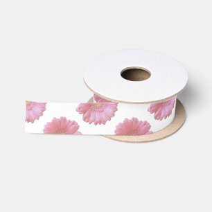 Pale pink gerbera daisy satin ribbon