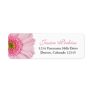Pale Pink Gerbera Daisy Wedding Return Address Label