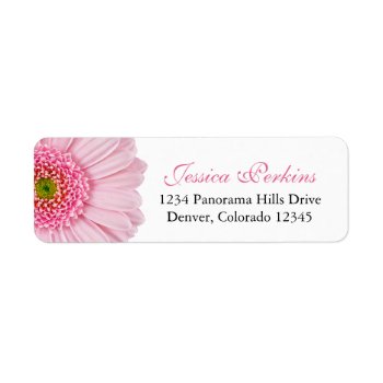 Pale Pink Gerbera Daisy Wedding Return Address Label by wasootch at Zazzle