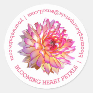 Pale Pink Giant Dahlia Business Contact Details Classic Round Sticker