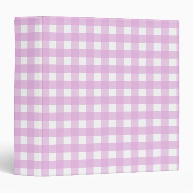 Pale pink gingham 3 ring binder (Front/Spine)