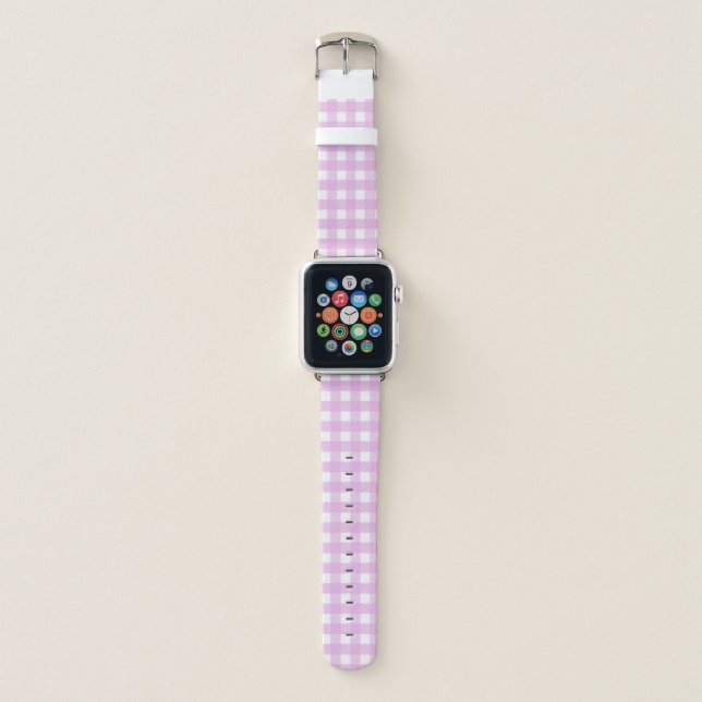 Pale pink gingham apple watch band (Front)