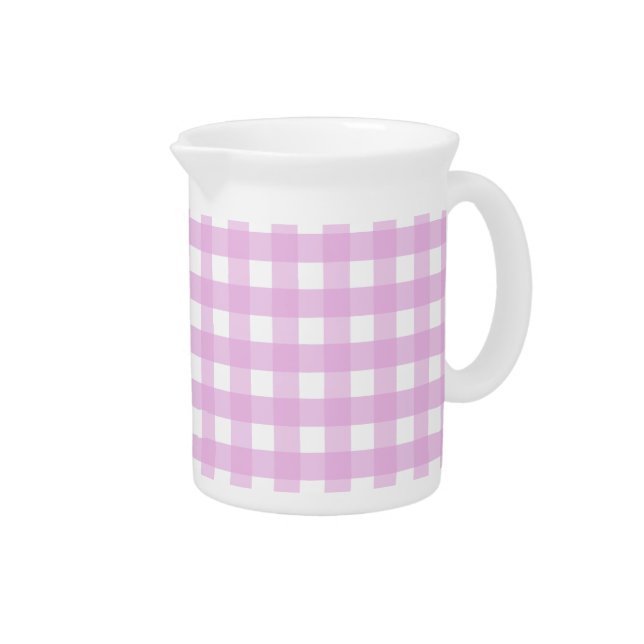 Pale pink gingham beverage pitcher (Right)