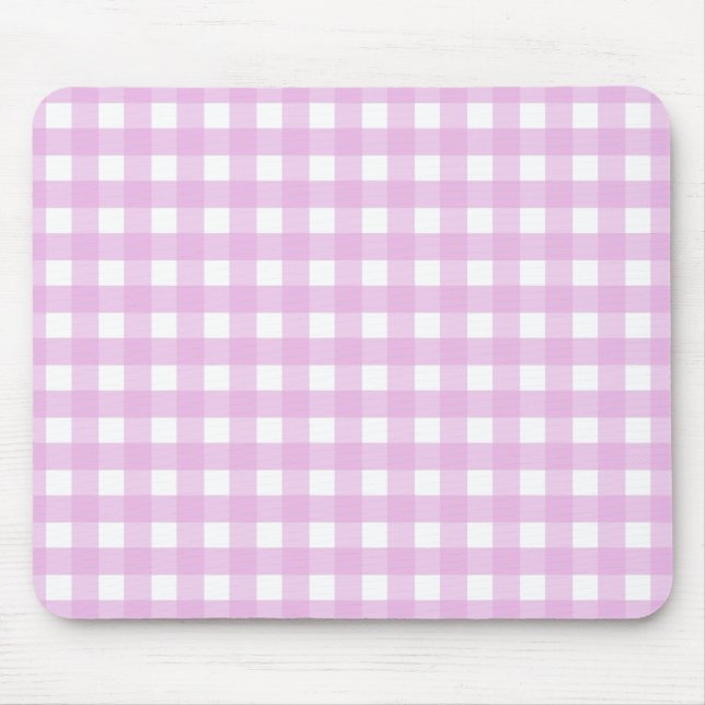 Pale pink gingham mouse pad (Front)