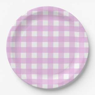 Pale pink gingham paper plates