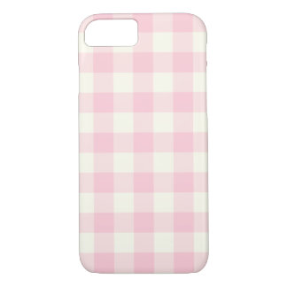 Pale Pink Gingham Pattern iPhone 7 Case