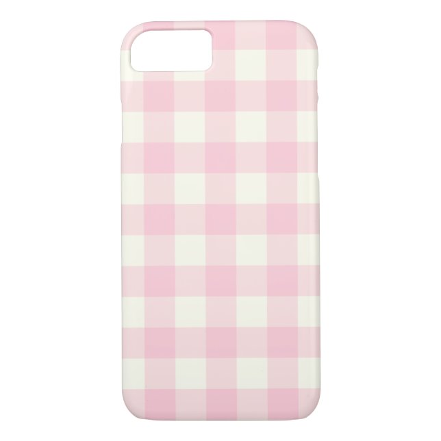 Pale Pink Gingham Pattern iPhone 7 Case (Back)
