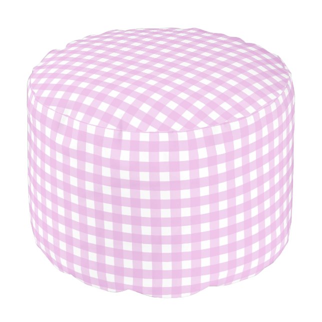 Pale pink gingham pouf (Angled Front)