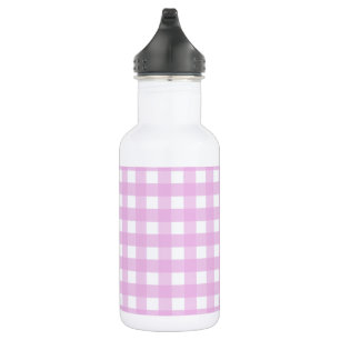 Pale pink gingham stainless steel water bottle