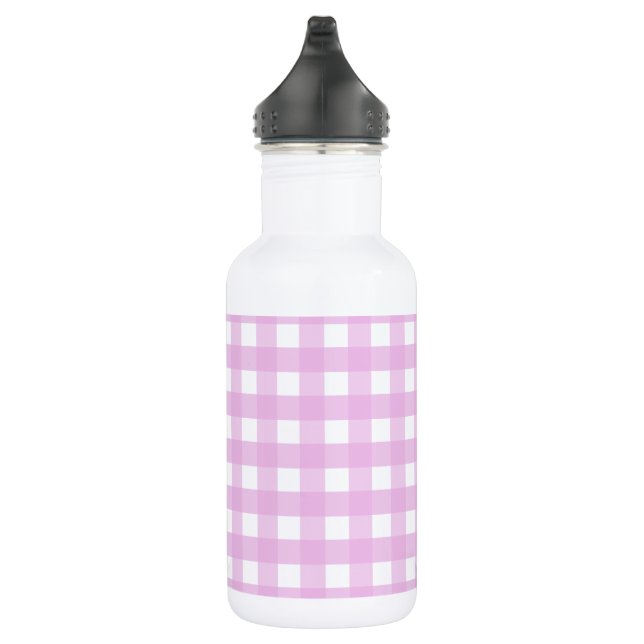 Pale pink gingham stainless steel water bottle (Right)