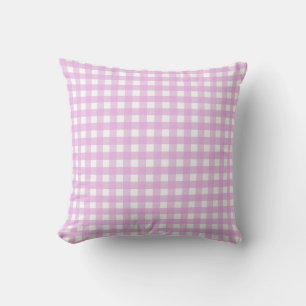 Pale pink gingham throw pillow
