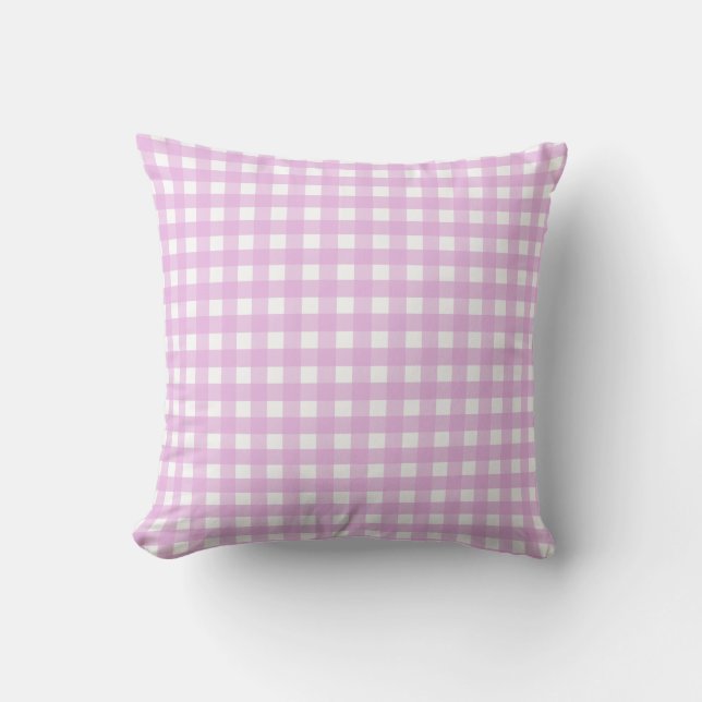 Pale pink gingham throw pillow (Front)