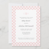 Pale Pink Gingham Traditional Baby Shower Invitation (Front)