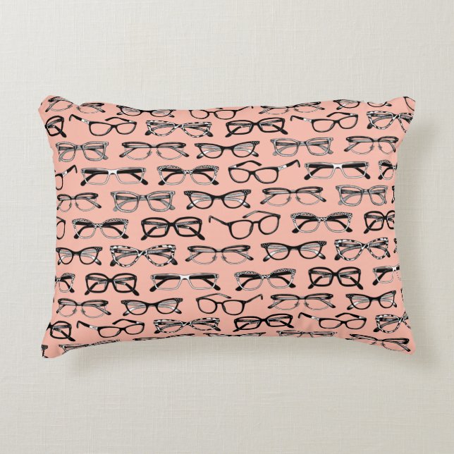 Pale Pink Glasses, Eyeglasses, Eyewear Accent Pillow (Front)