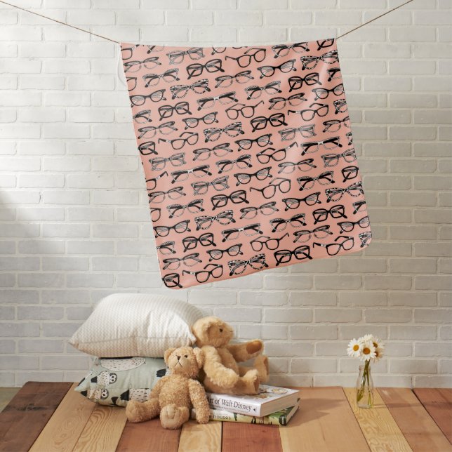 Pale Pink Glasses, Eyeglasses, Eyewear Baby Blanket (In Situ)