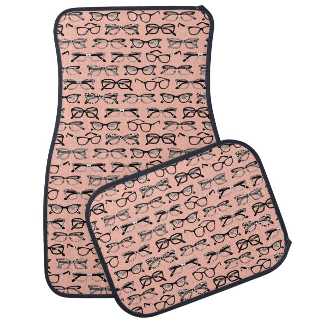 Pale Pink Glasses, Eyeglasses, Eyewear Car Floor Mat (Set)
