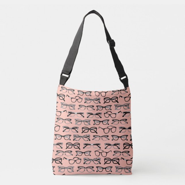 Pale Pink Glasses, Eyeglasses, Eyewear Crossbody Bag (Front)