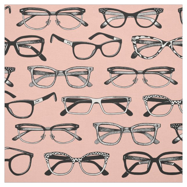 Pale Pink Glasses, Eyeglasses, Eyewear Fabric (Swatch)