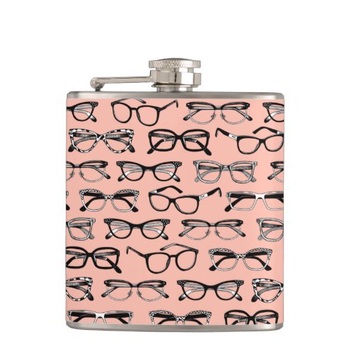 Pale Pink Glasses Eyeglasses Eyewear Flask