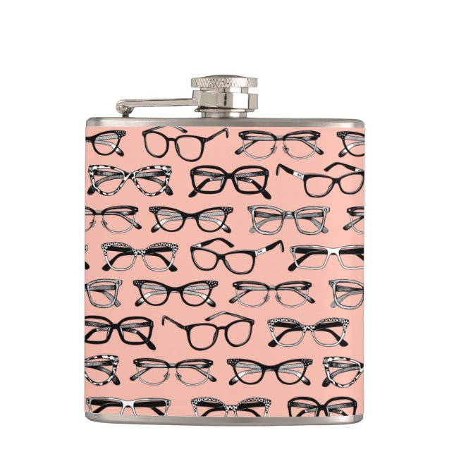 Pale Pink Glasses, Eyeglasses, Eyewear Flask (Front)