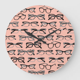 Pale Pink Glasses, Eyeglasses, Eyewear Large Clock