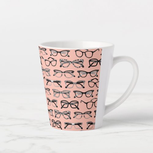 Pale Pink Glasses Eyeglasses Eyewear Latte Mug