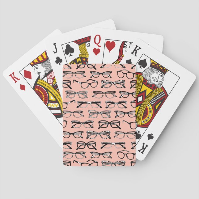 Pale Pink Glasses, Eyeglasses, Eyewear Poker Cards (Back)