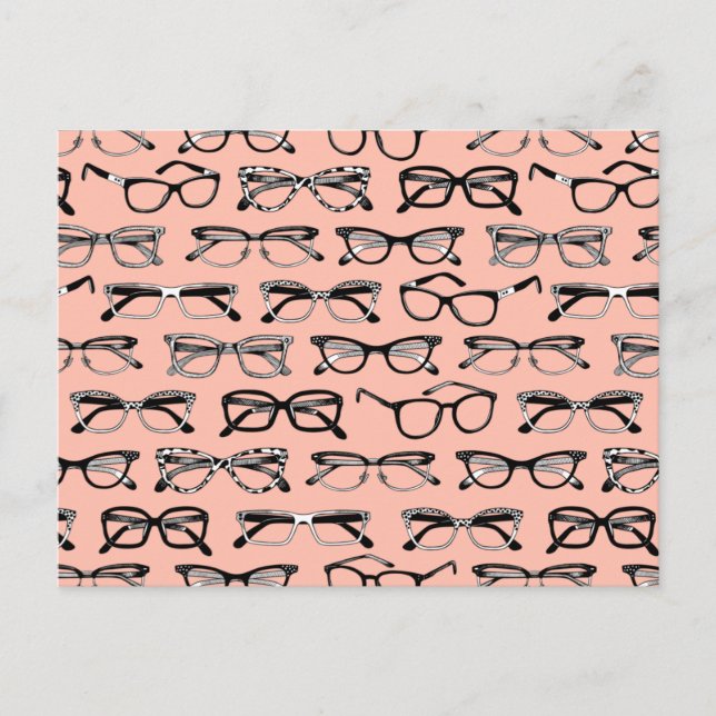 Pale Pink Glasses, Eyeglasses, Eyewear Postcard (Front)