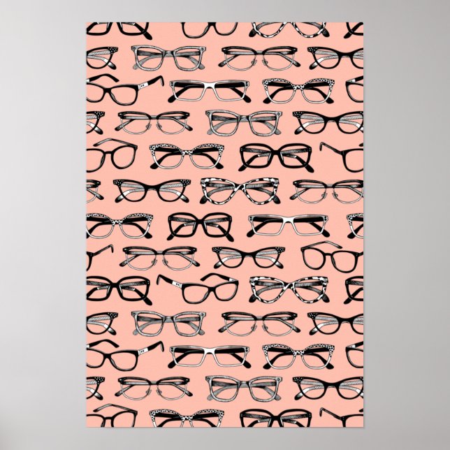 Pale Pink Glasses, Eyeglasses, Eyewear Poster (Front)