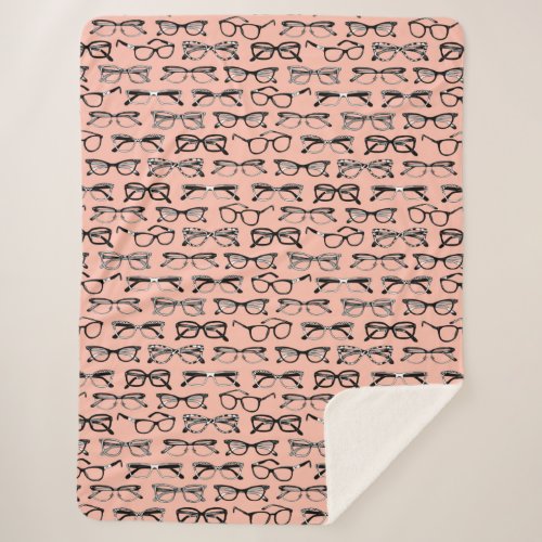 Pale Pink Glasses Eyeglasses Eyewear Sherpa Blanket