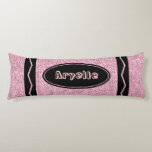 Pale Pink Glitter Crayon Custom Name Body Pillow<br><div class="desc">Add any name or text to this plush extra long body pillow,  featuring a simulated glitter colorful crayon-like design,  easily using zazzles personalization tool</div>