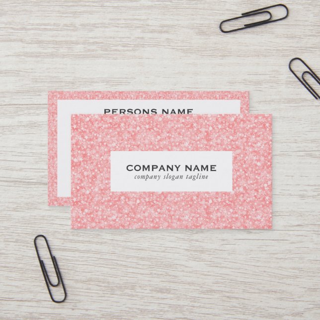 Pale Pink Glitter Texture Print Business Card (Front/Back In Situ)