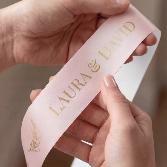 Pale Pink Gold Personalized Wedding Gift Ribbon (Creator Uploaded)