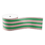 Pale Pink &amp; Green Striped | Any Length | Grosgrain Ribbon