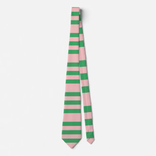 Pale Pink & Green Stripes Custom Neck Tie