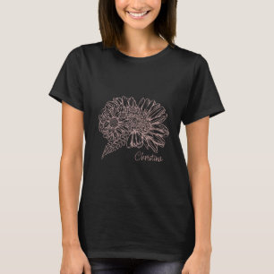 Pale Pink Grunge with Name and Chrysanthemums T-Shirt