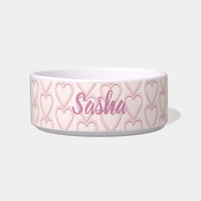 Pale Pink Hearts Bowl (Front)