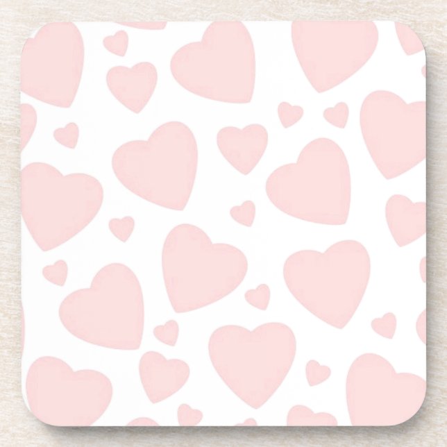Pale Pink Hearts Drink Coaster (Front)