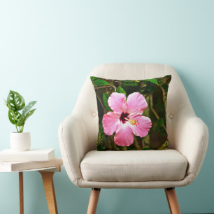 "PALE PINK HIBISCUS DECORATIVE ACCENT PILLOW" THROW PILLOW