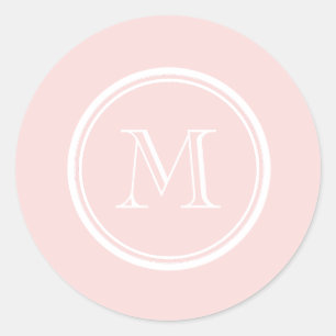 Pale Pink High End Colored Monogram Classic Round Sticker