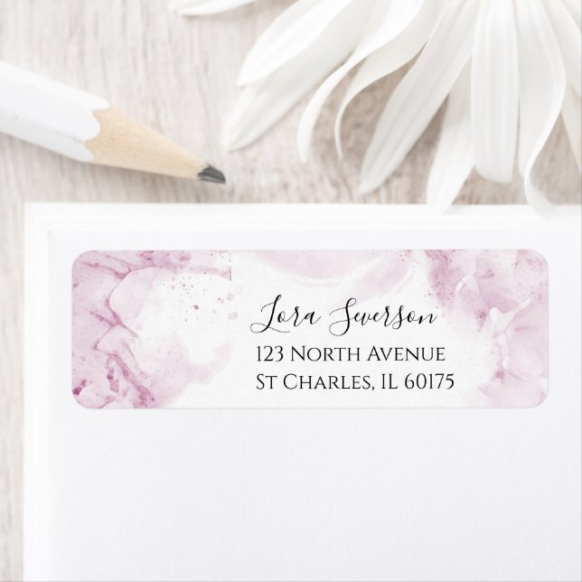 Pale Pink Hydrangea Flowers Watercolor Label (Insitu)