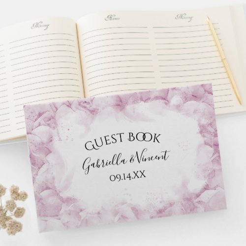 Pale Pink Hydrangea Flowers Watercolor Wedding Guest Book