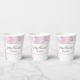 Pale Pink Hydrangea Flowers Watercolor Wedding Paper Cups