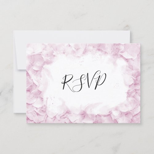 Pale Pink Hydrangea Flowers Watercolor Wedding RSVP Card