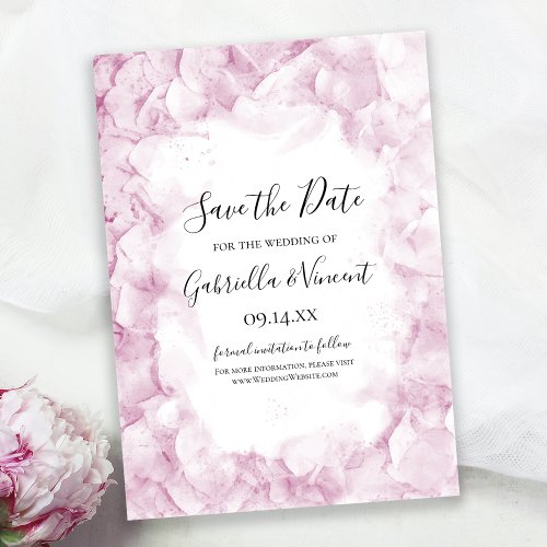 Pale Pink Hydrangea Flowers Watercolor Wedding Save The Date