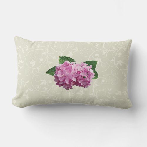 Pale Pink Hydrangea Lumbar Pillow