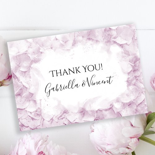 Pale Pink Hydrangea Watercolor Wedding Thank You 